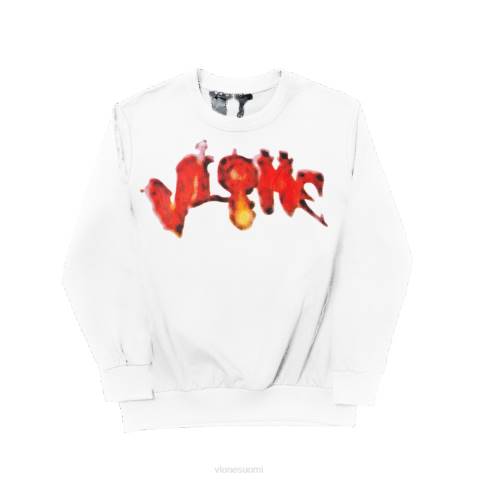 alkuun Vlone halloween flaming pumpkin collegepaita valkoinen miehet 24N0385
