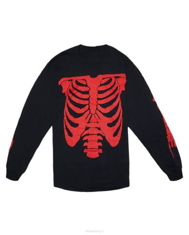 alkuun Vlone playboi carti die lit tour ribcage pitkähihainen musta miehet 24N0379