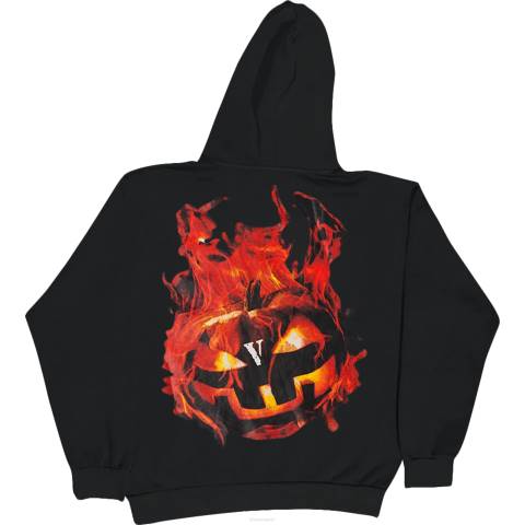 alkuun Vlone halloween flaming kurpitsahuppari valkoinen miehet 24N041