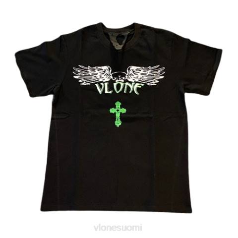 alkuun Vlone cross t-paita musta miehet 24N0249