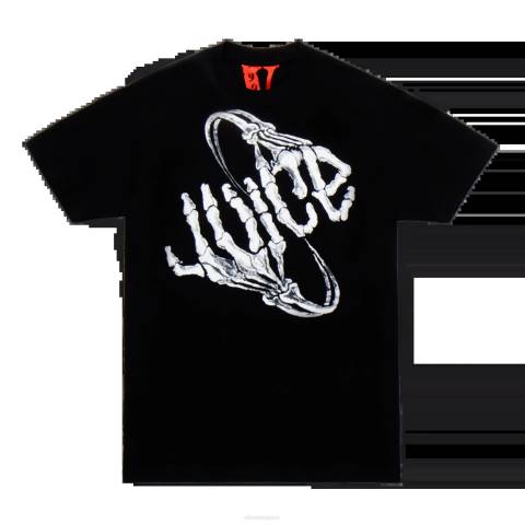 alkuun Vlone juice wrld bones tee musta miehet 24N0117