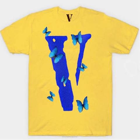 alkuun Vlone juice wrld butterfly t-paita miehet 24N0159