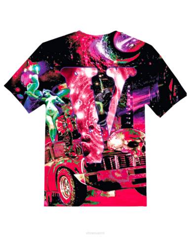 alkuun Vlone juice wrld galaxy tee musta miehet 24N0142