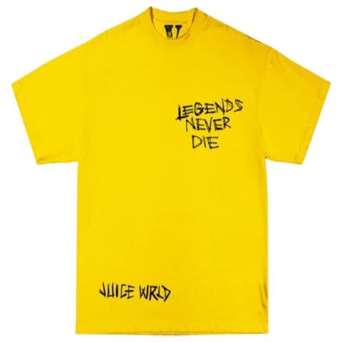 alkuun Vlone juice wrld inferno tee keltainen aikuisille miehet 24N0150