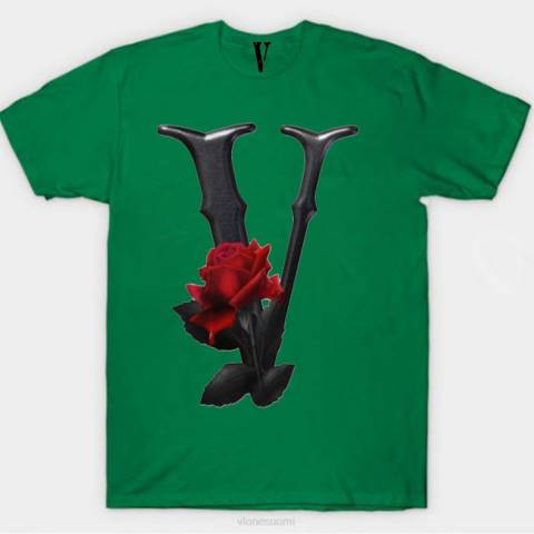 alkuun Vlone musta ja punainen kukka t-paita miehet 24N0301