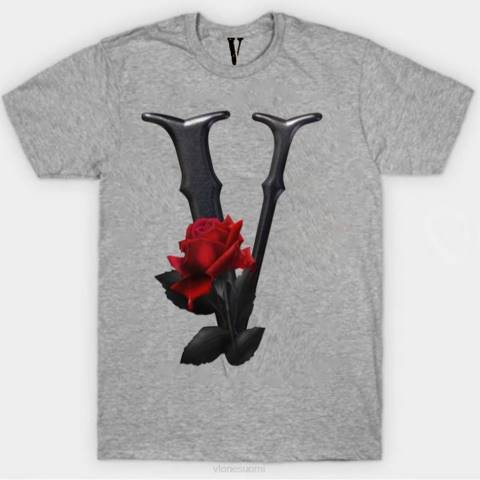 alkuun Vlone musta ja punainen kukka t-paita miehet 24N0301