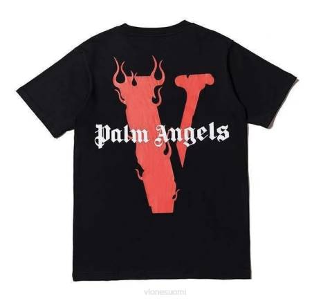 alkuun Vlone palm angels tee punainen/musta miehet 24N0186