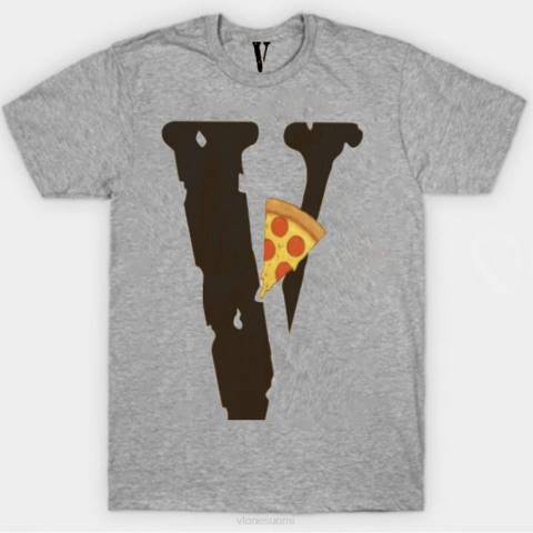 alkuun Vlone pizza slice -logollinen t-paita miehet 24N0303