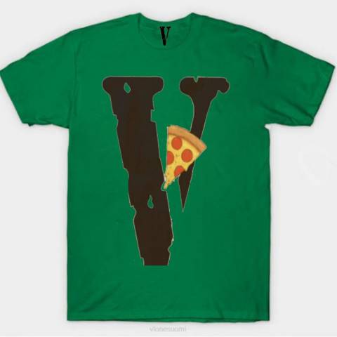 alkuun Vlone pizza slice -logollinen t-paita miehet 24N0303