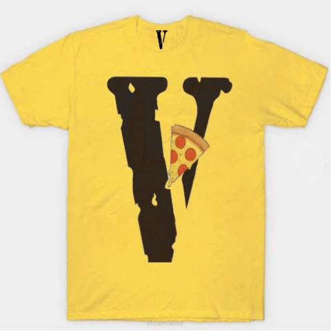 alkuun Vlone pizza slice -logollinen t-paita miehet 24N0303
