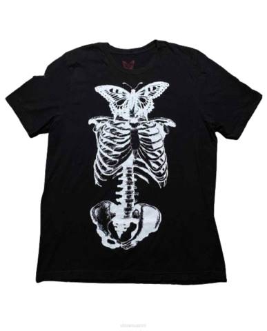 alkuun Vlone playboi carti butterfly skeleton tee musta miehet 24N0166