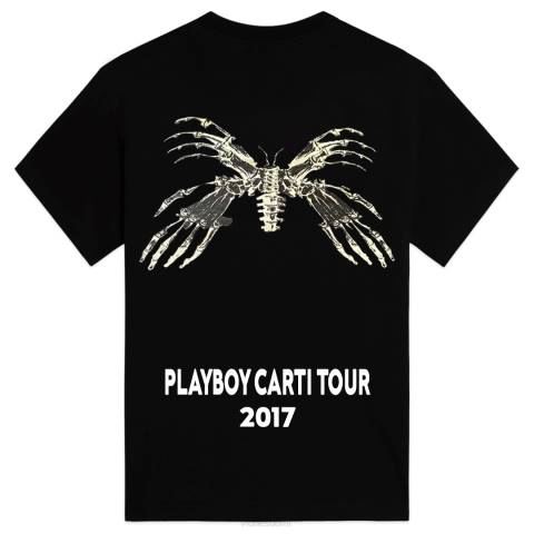 alkuun Vlone playboy carti tour 2017 t-paita musta miehet 24N0162