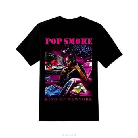 alkuun Vlone pop smoke king of ny t-paita miehet 24N0169