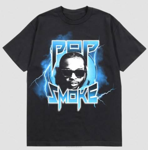 alkuun Vlone pop smoke thunder t-paita miehet 24N0296