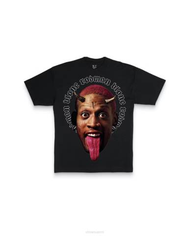 alkuun Vlone rodman devil t-paita musta miehet 24N0135
