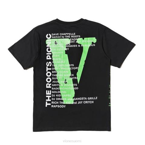 alkuun Vlone roots picnic tee musta miehet 24N0251