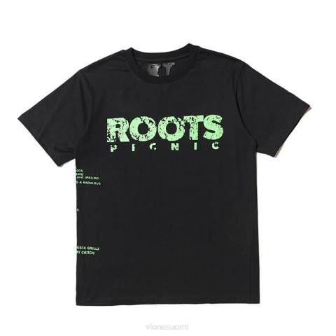 alkuun Vlone roots picnic tee musta miehet 24N0251