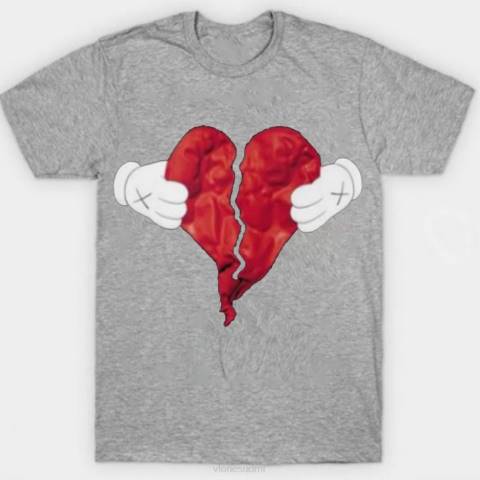 alkuun Vlone särkyneen sydämen t-paita miehet 24N0293