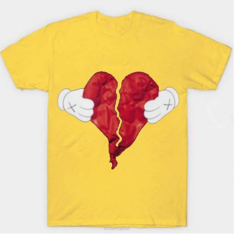 alkuun Vlone särkyneen sydämen t-paita miehet 24N0293