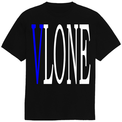 alkuun Vlone sininen v painettu t-paita miehet 24N0362