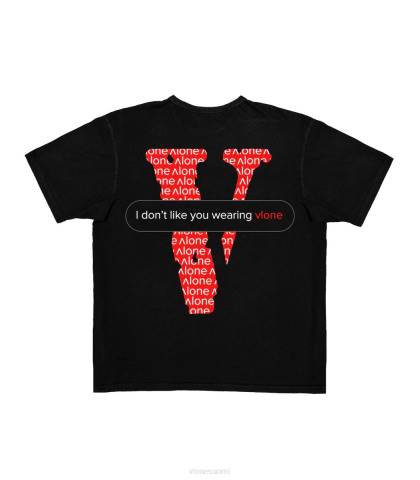 alkuun Vlone tekstiviesti t-paita musta (v) rajoitettu erä miehet 24N0125