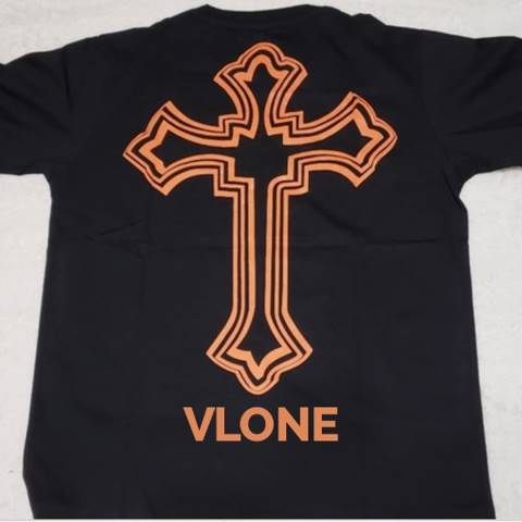 alkuun Vlone tupac cross musta t-paita miehet 24N0190