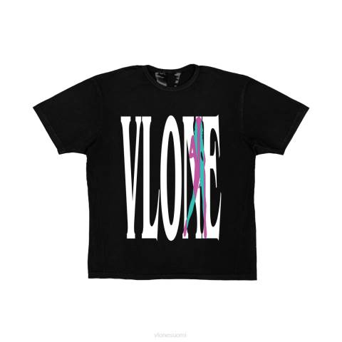 alkuun Vlone vice city t-paita musta miehet 24N0234